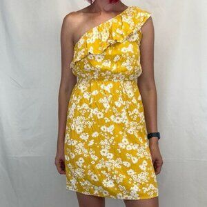 Old Navy Women's One Shoulder Floral Dress S SM Small ST TALL Yellow White Loose